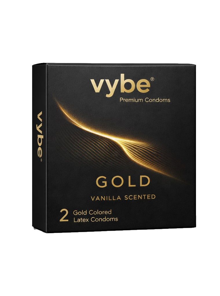 Vybe Gold Vanilla Scented condom box